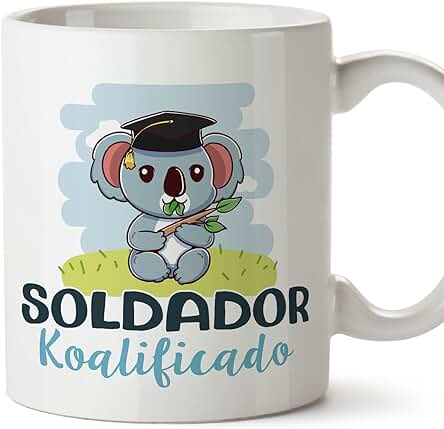 MUGFFINS Tazas para SOLDADOR Hombre - En Español - Koalificado/koalificada - 11 oz / 330 ml - Regalo Original y Divertido
