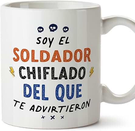 MUGFFINS Tazas para SOLDADOR Hombre - En Español - Todos te Advirtieron - 11 oz / 330 ml - Regalo Original y Divertido