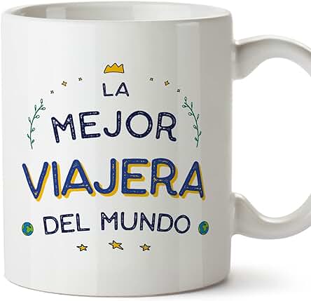 MUGFFINS Tazas para VIAJERA Mujer - En Español - Mejor del Mundo - 11 oz / 330 ml - Regalo Original y Divertido