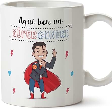 MUGFFINS Tazas para YERNO - En Catalán - Super Família - 11 oz / 330 ml - Regalo Original y Divertido