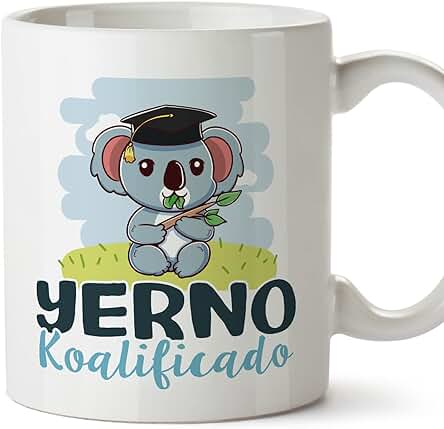 MUGFFINS Tazas para YERNO - En Español - Koalificado/koalificada - 11 oz / 330 ml - Regalo Original y Divertido