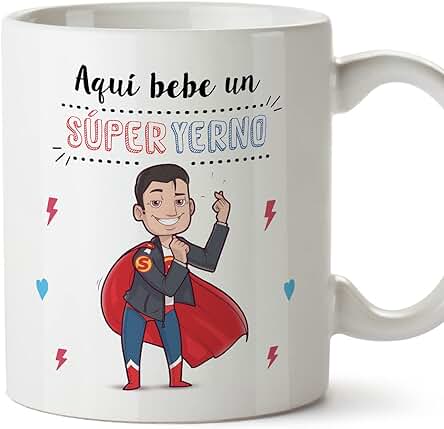 MUGFFINS Tazas para YERNO - En Español - Super Familia - 11 oz / 330 ml - Regalo Original y Divertido