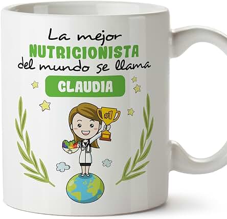 MUGFFINS Tazas Personalizadas para NUTRICIONISTA Mujer - En Español - Eres Mejor del Mundo - 11 oz / 330 ml - Regalo Personalizable Original y Divertido