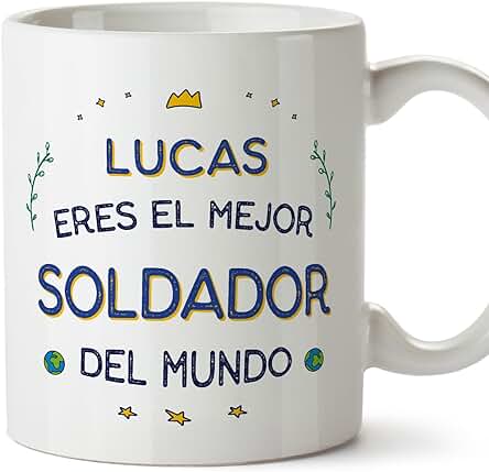 MUGFFINS Tazas Personalizadas para SOLDADOR Hombre - En Español - Mejor del Mundo - 11 oz / 330 ml - Regalo Personalizable Original y Divertido