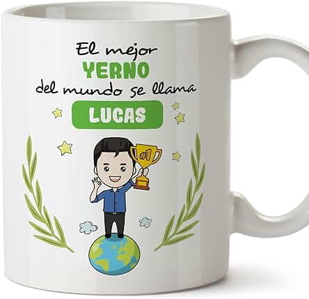 MUGFFINS Tazas Personalizadas para YERNO - En Español - Eres Mejor del Mundo - 11 oz / 330 ml - Regalo Personalizable Original y Divertido