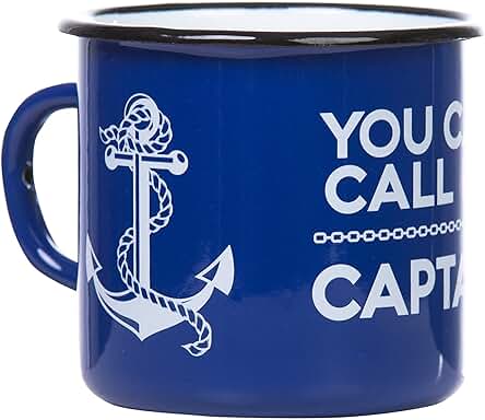 Mugsy You Can Calm Me Captain - Taza Esmaltada Retro en Color azul Marino, con Diseño de Ancla Marítima para Capitanes, Marineros y Amantes del Barco, Ligera y Resistente, 330 ml Mugsy You Can Calm Me Captain - Taza Esmaltada Retro en Color azul Marino, con Diseño de Ancla Marítima para Capitanes, Marineros y Amantes del Barco, Ligera y Resistente, 330 ml