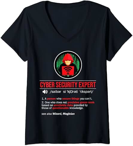 Mujer Divertida Camiseta Experta en Seguridad Cibernética y Regalo de Protección Camiseta Cuello V