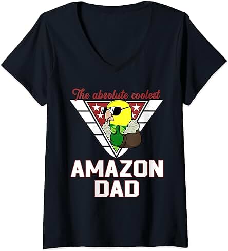 Mujer El Mejor Amazon Parrot Dad I Double Yellow-headed Amazon Camiseta Cuello V