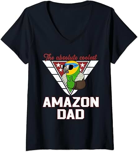 Mujer El Mejor Amazon Parrot Dad I Orange-winged Amazon Camiseta Cuello V