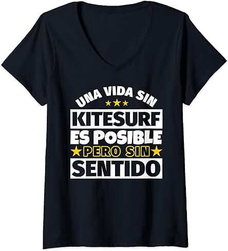 Mujer Kitesurf Regalo Gracioso Camiseta Cuello V