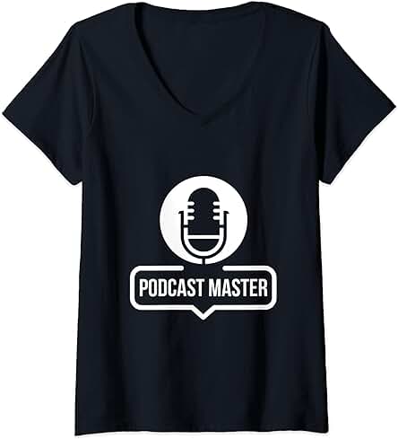 Mujer Mostrar Podcast Equipo USB Mezclador App para Podcasters Camiseta Cuello V