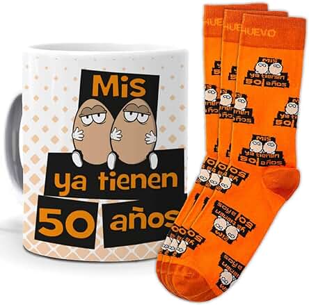 Mundohuevo Trio de Calcetines mas taza o Cojin, Originales y Personalizados, Ideal para Regalo. 1 Calcetin Gratis por el que se te Pierde