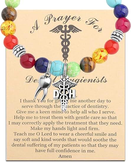 MYOSPARK Regalo para Dentista, Regalo RDH, Pulsera de Higienista Dental Registrada, Regalo de Oración, Dentista, Regalos de Graduación para Estudiantes de Odontología