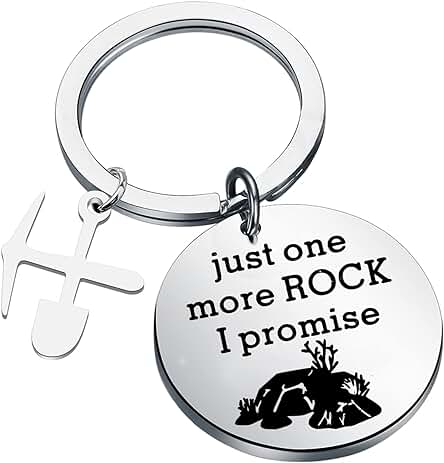 MYSOMY Llavero de Geología Just One more Rock I Promise Llavero Geólogo, Regalos Rockhounding, Regalos para Amantes del roca