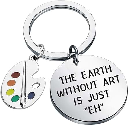 MYSOMY Paleta de Pintura de Artista y Cepillo Colgante Llavero Tierra sin arte es solo EH Pintores Joyería Artista Regalo arte Estudiante arte Profesor Regalos