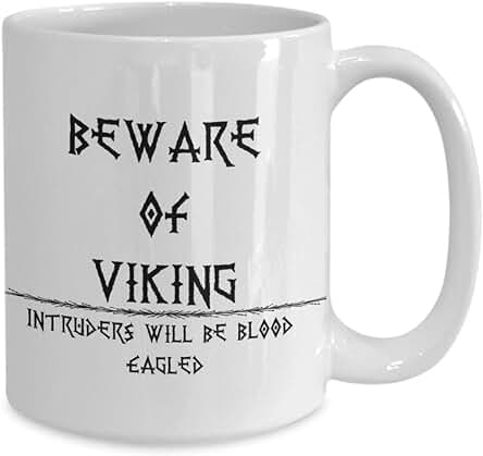 NA Taza: Cuidado con la Taza de Café de Cerámica Blanca Vikinga, Regalo para los Amantes de la Mitología Nórdica, Taza Vikinga, Regalo de Ragnar, Lobo, Taza de Café Divertida de 11 oz NA Taza: Cuidado con la Taza de Café de Cerámica Blanca Vikinga, Regalo para los Amantes de la Mitología Nórdica, Taza Vikinga, Regalo de Ragnar, Lobo, Taza de Café Divertida de 11 oz