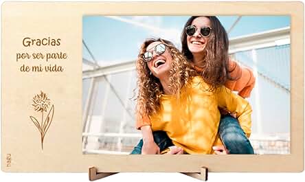 Nagu® ES- Gracias Marco de Fotos de Madera, Portafotos con Frase Original y Bonita para Hacer un Regalo Original a Hombres o Mujeres, para un Amigo o Amiga Especial o para tu Pareja en San Valentin