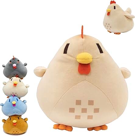 NAUXIU Stardew Valley Chicken Plush,7.87Inch Stardew Valley Chicken Pillow Plush,Chicken Plush Toy,Chicken Plush Pillow,Cute Soft Stufed Animal Plushies for Fans Collectible Kids Surprise Gift