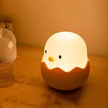 Nestling Luz Nocturna Bebé Niños Luz Táctil LED Lampara Bebe de Silicona Kawaii Chick USB Recargable - Regalos para Niñas Niños