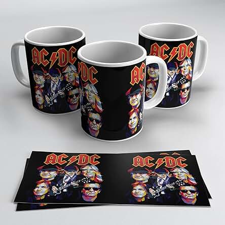 Newseny ACDC Taza para fans de la Música Rock. Colección taza Grupo de rock AC/DC. Cerámica 350ml (ACDC 01)