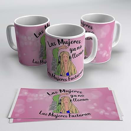 Newseny Las Mujeres ya no Lloran las Mujeres Facturan - Merch Shakira Taza 320ml Feminista (Rosa)