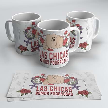 Newseny Taza Soy Feminista Día de la Mujer (Colección Tazas Feministas para Regalo) - Mujeres Poderosas - Cerámica 350ml (Feminista - Chicas Poderosas)