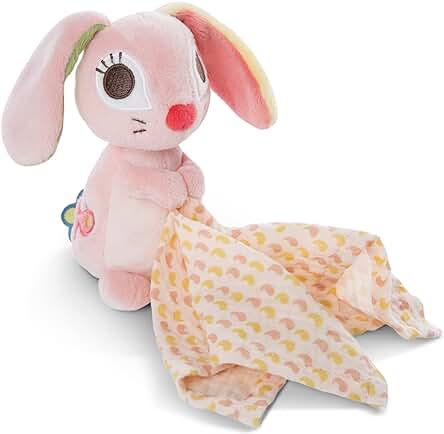 NICI Tierno Juguete 3D del Conejito Hopsali 13 cm con Mantita - Peluche de Bebé con Mantitas de Muselina Desde 0+ Meses - Suaves Peluches/Mantita para Niñas y Niños