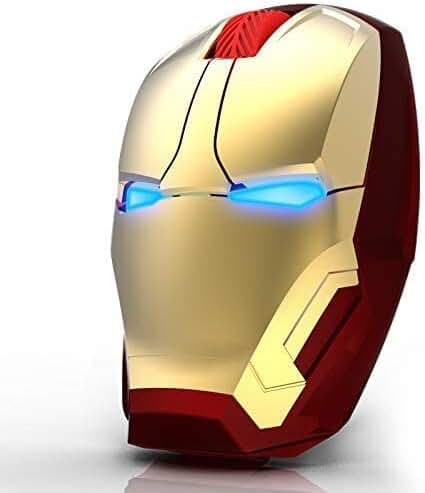 Nidiox Ratón Inalámbrico Ergonómico, Diseño de Iron Man, 2,4 G, Portátil con Receptor Nano USB, para Portátil, Ordenador de Sobremesa, MacBook, Responde Hasta 10 m.