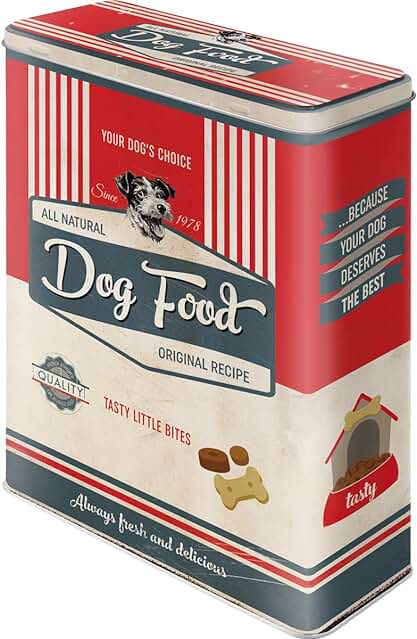 Nostalgic-Art Caja de Almacenamiento Retro XL Dog Food – Idea de Regalo para Dueños de Perros, Lata Grande de Alimentos Secos, Diseño Vintage, 4 l