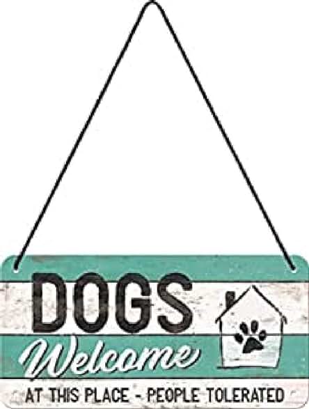 Nostalgic-Art Cartel Colgante Retro Dogs Welcome – Idea de Regalo para los Dueños de Perros, Metálico, Diseño Vintage para Decoración, 10 x 20 cm