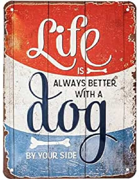 Nostalgic-Art Cartel de Chapa Retro Life is Better with a Dog – Idea de Regalo para los Dueños de Perros, Metálico, Diseño Vintage, 15 x 20 cm