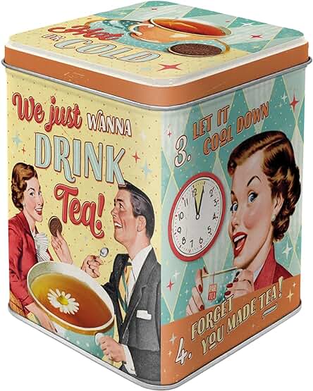 Nostalgic-Art Tarro Retro Tea & Cookies – Idea de Regalo para los Amantes de la Nostalgia, Almacenamiento Suelto y Bolsas de té, Diseño Vintage, 100 g