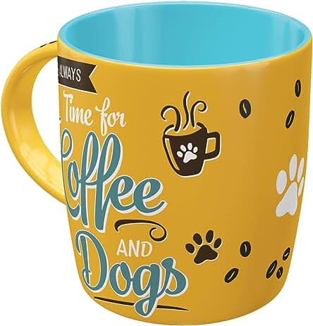 Nostalgic-Art Taza de Café Retro, PfotenSchild – Coffee and Dogs – Idea de Regalo para los Dueños de Perros, Diseño Vintage, Cerámica, 330 ml