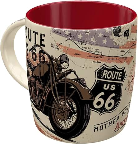 Nostalgic-Art Taza de Café Retro Route 66 Bike Map