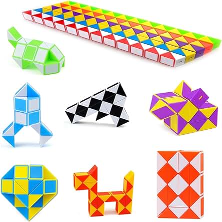 Nutabevr 12 Piezas de 24 Blocs Juguetes de Rompecabezas de Puzzle Serpiente Magica Snake Cubo, Mini MáGico De Serpiente,Magic Snakes Twist Toy,para Regalos de Cumpleaños,Regalos para Invitados