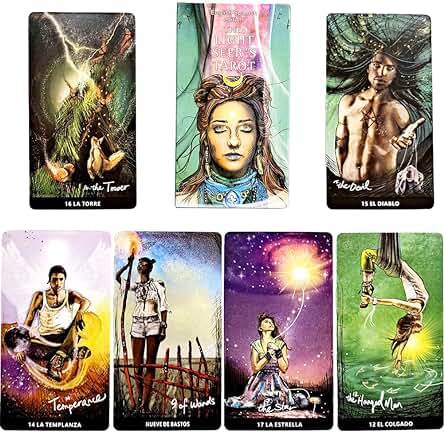 OCDSLYGB 78PCS Cartas De Tarot El Oráculo del Vidente De La Luz Luz del Profeta Cartas De Tarot Clásico Tarot Adivinación Herramientas para Principiantes Bilingüe Fiesta De Regalo De Cumpleaños