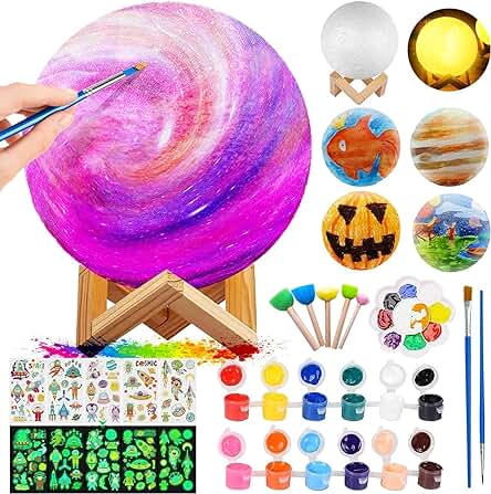 ONLYFUN Set de Manualidades para Niños, Lámpara Lunar para Pintar, para Niñas y Niños, Set Creativo para Niños, Juguete para Colorear, Regalo de Cumpleaños Ideal para Niños de 3 a 12 Años