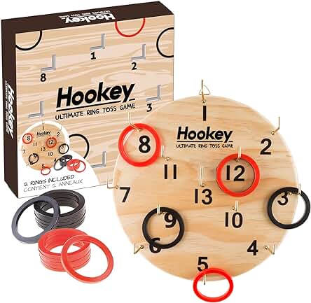 Original Cup Juego Hookey® - Juego de Lanzar Anillas con Diana - Juegos de Habilidad de Madera para Niños y Adultos - Juguete de Interior y Exterior para Animar Cumpleaños y Fiestas - Dardos.