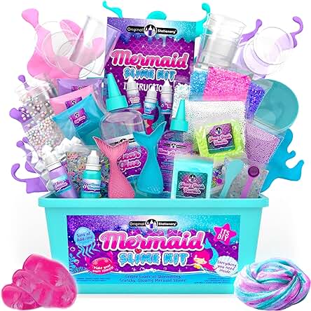 Original Stationery Kit Slime Fosforescente de Sirena de 35 Piezas con Glow in The Dark DIY Accesorios y Purpurina - Gran Regalo para Niños 9-12 Años