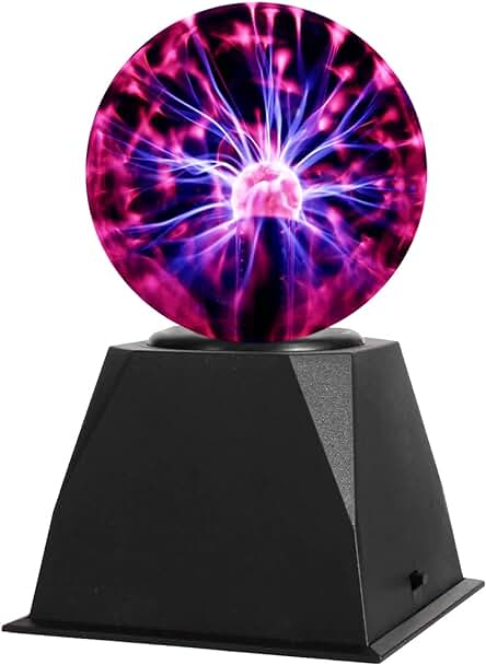 Osairous Bola de Plasma, Lámpara de Esfera Sensible al Tacto y al Sonido, Lampara de Plasma Mágica 4 Pulgadas, Luz Roja Novedad Luces Nocturnas, Juguete Educativo Física, Regalo Vacaciones