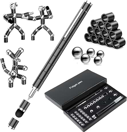 OSDUE 56 PCS Negro Bolígrafo Magnético, Bolígrafo de Regalo con caja de Regalo Negra, Juguete Antiestrés, Juguetes Magnéticos, Ideal para Hombres, Mujeres, Niños y Adolescentes