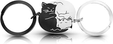 Ouligay Llavero para Parejas, Regalos para Novio, Novia, él, Ella, Amante de los Gatos, Esposa, Marido, él, Ella, Prometida, Navidad, día de San Valentín, Regalo a Juego, Pareja, Cumpleaños, Boda,
