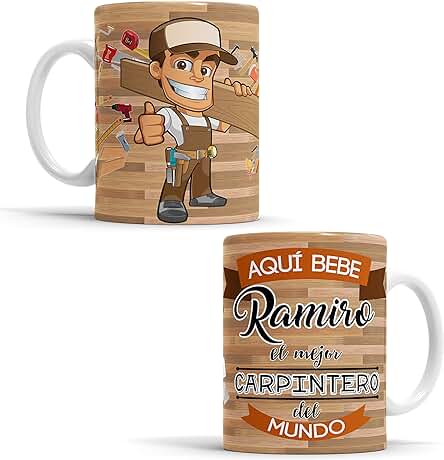OyC Original y Creativo Taza para Carpintero - Taza Aquí Bebe El Mejor Carpintero del Mundo - Taza Regalo para Carpintero - con Frase y Dibujo Personalizada con Nombre (Carpintero)