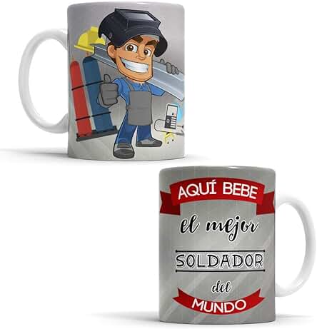 OyC Original y Creativo Taza para Soldador - Taza Aquí Bebe el Mejor Soldador del Mundo - Taza para Desayuno- Taza con Frase y Dibujo (Soldador)