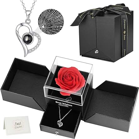 Ozrpn Rosas Eternas,Juego de Joyas I will Always love you, un Regalo para Mujer,Regalo Romántico para el Día de San Valentín,Cumpleaños,Día de la Madre,Aniversario,Navidad