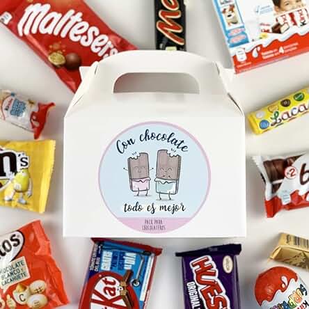 Pack Caja Regalo Chocolatinas Kinder Lacasito M&M Huesitos Kit Kat Happy Hippo Bueno Choco