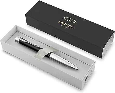 Parker Urban Twist Bolígrafo | Negro Tenue con Detalles Cromados | Punta Mediana con Tinta Azule | Caja Para Regalo