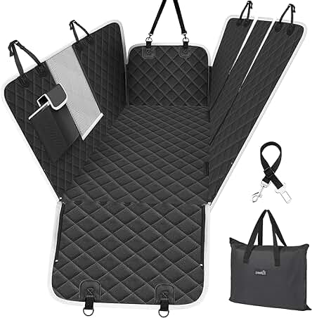 Pecute Funda Perros Coche con Bolsa de Regalo Funda de Asiento para Perros Impermeable y Resistente, Protector Coche Perros con Rejilla