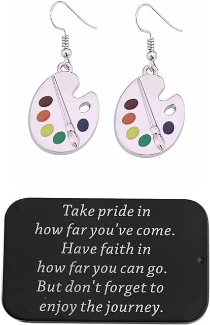 Pendientes de Pincel de Pintura para Artista, Aretes de Paleta de Pintura, Regalos de Pintor Coloridos, Regalo de Artista, para Amantes del Profesor de Arte, caja de Joyería Inspiradora, Regalos