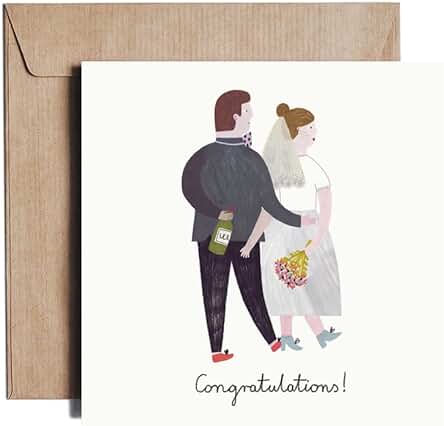 Pieskot Tarjeta de Felicitación de boda con Diseño Gráfico único con Sobre, Novias y Novias Pieskot Tarjeta de Felicitación de boda con Diseño Gráfico único con Sobre, Novias y Novias